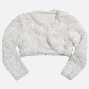 Bonnie Baby Ivory Faux Fur Jacket, 24M, Maud White Fake Fur Bolero Coat